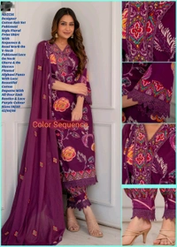 Purple Floral Pakistani Style - Purple, Xl