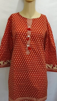 Maroon Light Beige Print Regular Kurti - 2XL