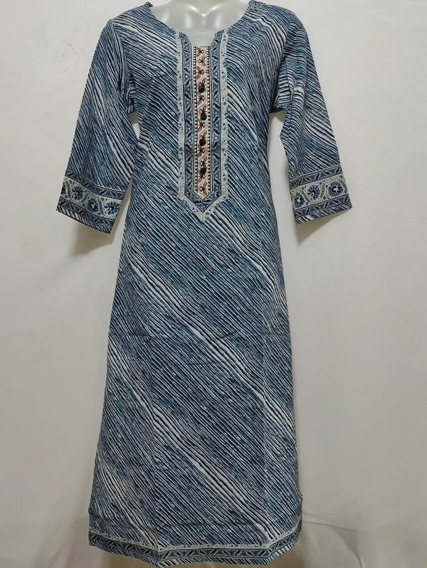 Pink Or Blue Lehariya Print Kurta - XL, Blue
