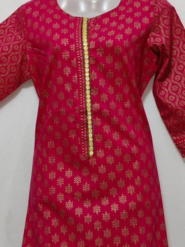 Rani Gold Print Kurta - M