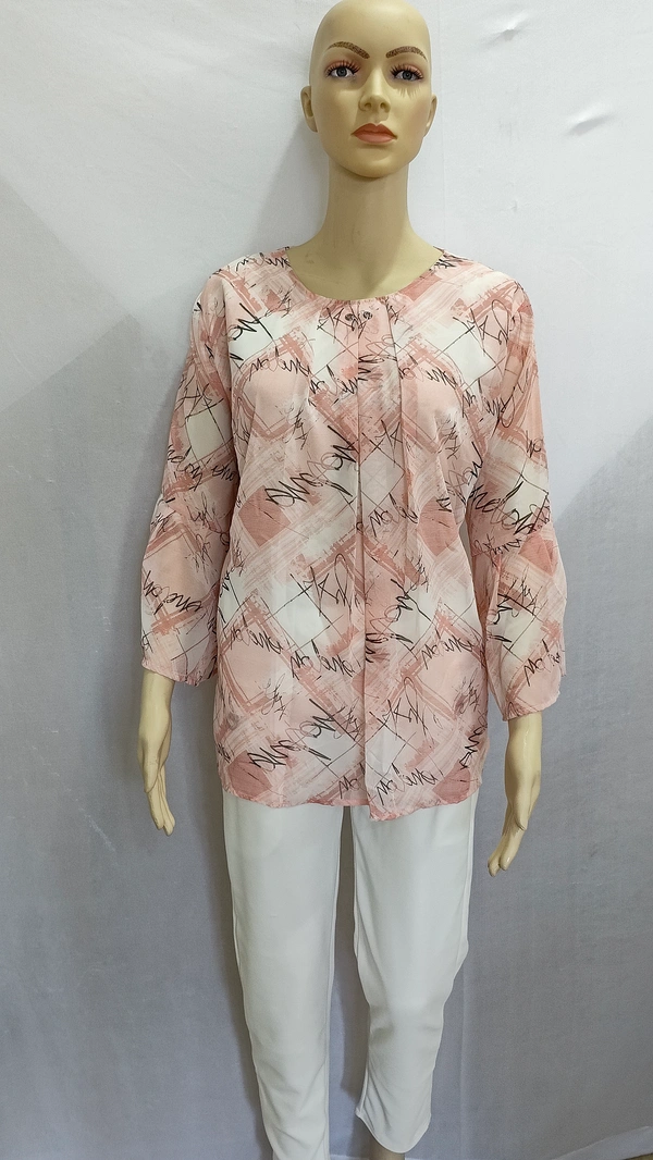 Scribble Prints Indo Western Top Synthetic 3 Colors Blue, Pink, Orange - 3XL, Hollywood Cerise