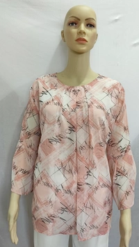 Scribble Prints Indo Western Top Synthetic 3 Colors Blue, Pink, Orange - 2XL, Blue