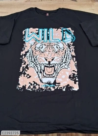 Leotude Men's Printed Loose Fit Half Sleeve T-shirt - Black, L