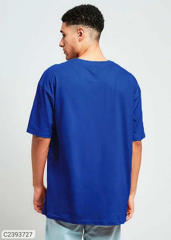 Leotude Men's Printed Loose Fit Half Sleeve T-shirt - Blue, L