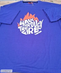 Leotude Men's Printed Loose Fit Half Sleeve T-shirt - Blue, L