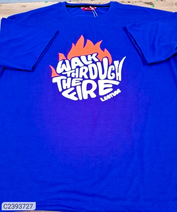 Leotude Men's Printed Loose Fit Half Sleeve T-shirt - Blue, S