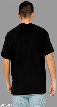 Leotude Men's Printed Loose Fit Half Sleeve T-shirt - Black, S