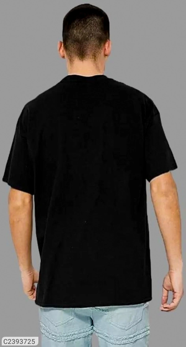 Leotude Men's Printed Loose Fit Half Sleeve T-shirt - Black, S