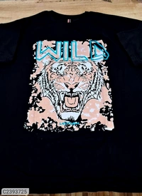 Leotude Men's Printed Loose Fit Half Sleeve T-shirt - Black, S