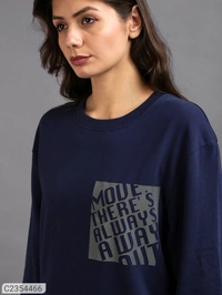 Ur Gear UrGear Women's Printed Round Neck Full Sleeve Casual T-shirt - Navy Blue, L