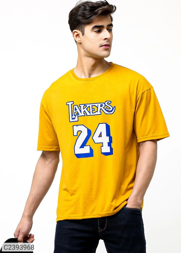 Leotude Men's Printed Loose Fit Half Sleeve T-shirt - Web Orange, XL