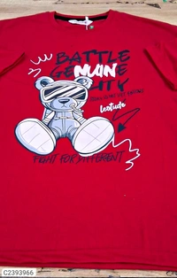 Leotude Men's Printed Loose Fit Half Sleeve T-shirt - Red, XL