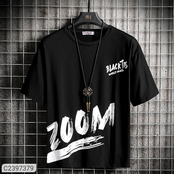 Mozzby Lifestyle Premium Cotton Half Sleeve Printed Tshirt for Men - Black, M