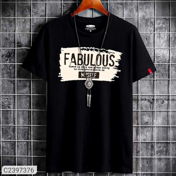 Mozzby Lifestyle Premium Cotton Half Sleeve Printed T-shirt for Men - Black, L
