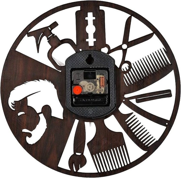 Wooden Analog Wall Clock for Home Living Room Bed Room Office Kids Room, Antique Ticking Movement Wall Clock for Home Decore - Brown