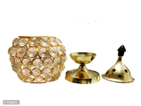 Brass Crystal Matki Akhand Diya - Crystal Lamp For Puja 5.5 Inch