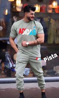 ADIDAS PREMIUM Quality Half Sleeves Tracksuit Hit Article - White, M