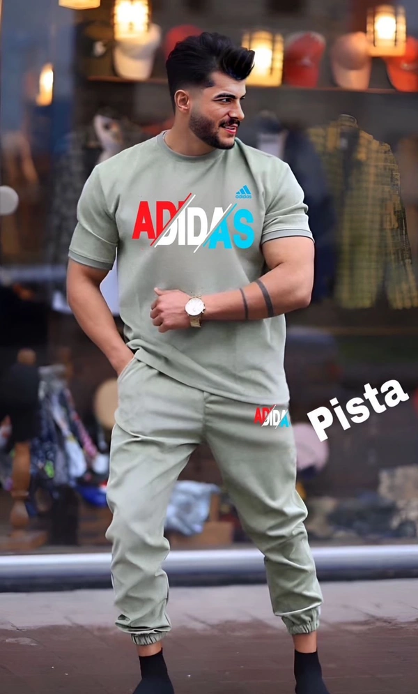 ADIDAS PREMIUM Quality Half Sleeves Tracksuit Hit Article - White, M