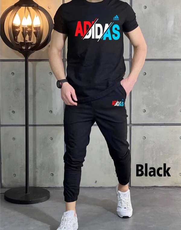 ADIDAS PREMIUM Quality Half Sleeves Tracksuit Hit Article - Black, M