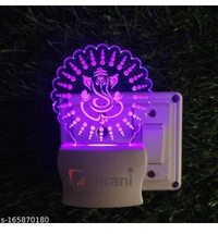 Unjiya GANESHA IN CHAKRA Acrylic 3D Optical Illusion Night Lamp, RGB 7 Colors Auto Colour Changing LED Plug and Play Night Light, Office Day Light, For Home and Office Use, Best for Gift, Multicolour - 7CM+3.5CM