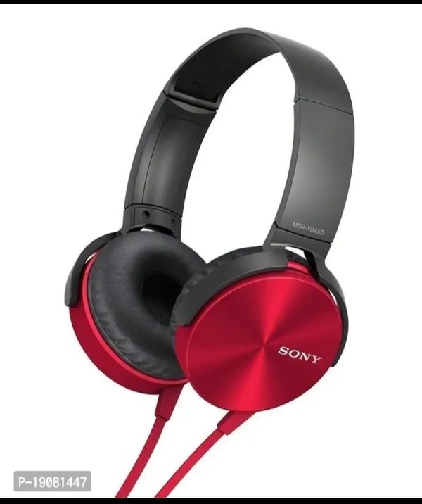 Sony Extra Bass On-Ear Wired Headphones with Mic (Multicolour) - Red