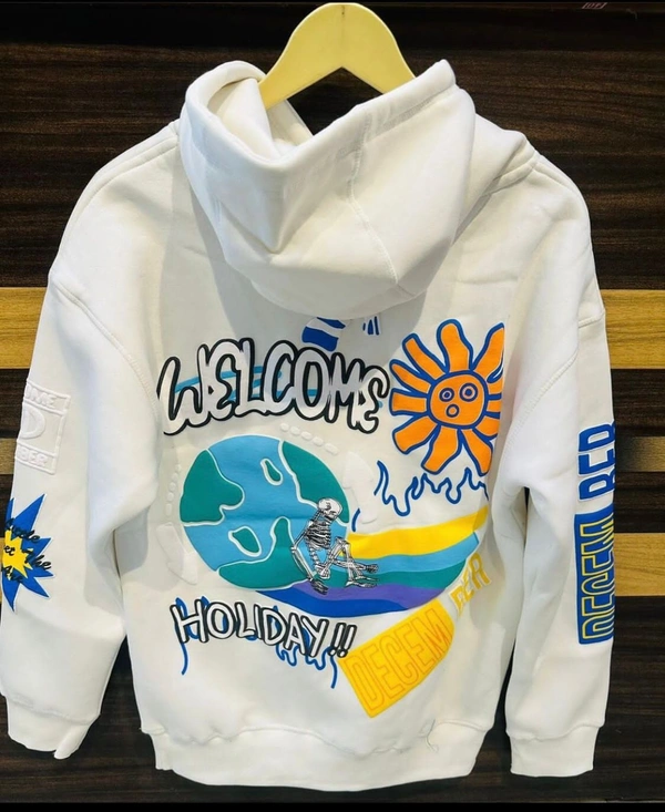 H & M H&M Branded Hoodie 280-300 GSM with Fleece - White, L