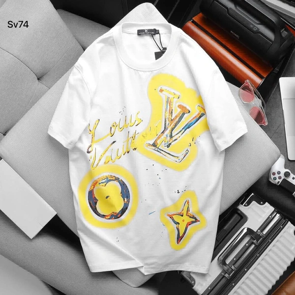 LoUis VuiTToN LoUiS VuiTToN Branded Tees 200 GSM Pure Cotton Heavy Quality - White, 3XL