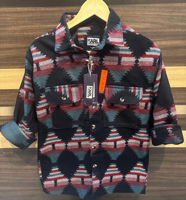 10A PREMIUM ARTICLE WOLLEN SHIRT FULL WARM - M, Navy Blue