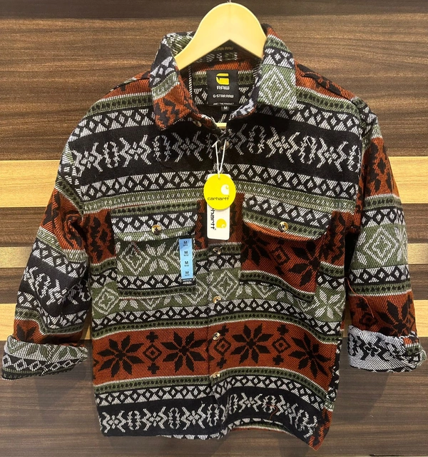 10A PREMIUM ARTICLE WOLLEN SHIRT FULL WARM - L, Brown