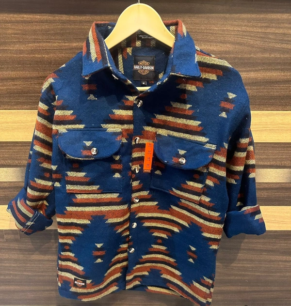 10A PREMIUM ARTICLE WOLLEN SHIRT FULL WARM - XL, Blue