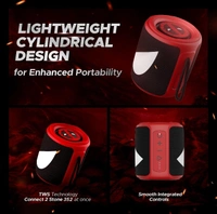 boAt Newly Launched Stone 352 Bluetooth Speaker with 10W RMS Stereo Sound, TWS Feature, Up to 12H Total Playtime, Multi-Compatibility Modes and Type-C Charging - Red