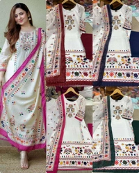 New Launching Beautiful printed Maslin kurta For Women - Cyprus, 10XL
