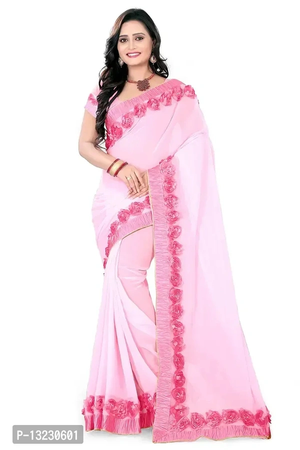 RIVA ENTERPRISE Women's Georgette Saree (9C-9LVV-T4Q8_Pink) - Pink