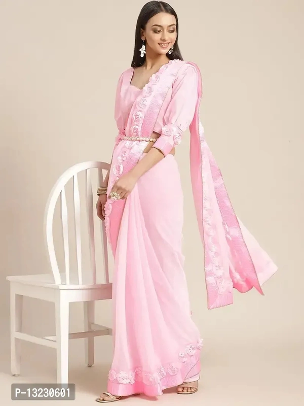 RIVA ENTERPRISE Women's Georgette Saree (9C-9LVV-T4Q8_Pink) - Pink