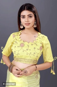 Pure Khadi Organza Designer Saree - Yellow