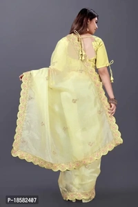 Pure Khadi Organza Designer Saree - Yellow