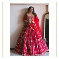 PRESENTING NEW DESIGNER EMBROIDERED LAHENGA CHOLI - Guardsman Red