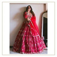 PRESENTING NEW DESIGNER EMBROIDERED LAHENGA CHOLI - Guardsman Red