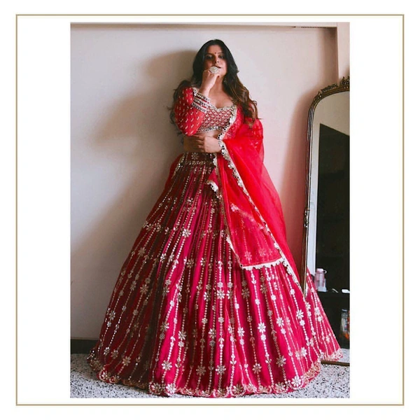 PRESENTING NEW DESIGNER EMBROIDERED LAHENGA CHOLI - Guardsman Red
