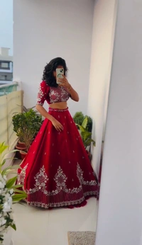 New Festival Look Lehenga Choli ❤️ - Red, M upto L margin