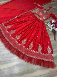 New Festival Look Lehenga Choli ❤️ - Red, M upto L margin