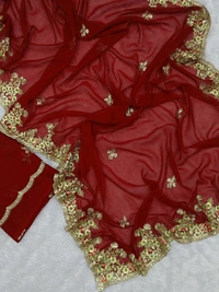 Trending Party Wear Shrug Saree Ready to wear with Sequence And Foil Work - Red