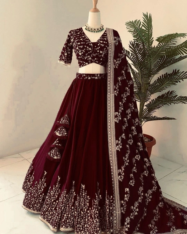 Presenting New Wedding Collection Lehenga Choli With Full Heavy Embroidery Sequence Work - Cinnamon
