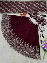 Presenting New Wedding Collection Lehenga Choli With Full Heavy Embroidery Sequence Work - Cinnamon