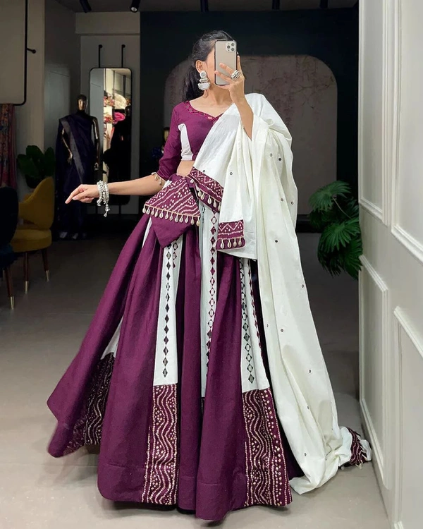 RK COLLECTIONS Cotton LEHENGA COLLECTIONS - Pigment Indigo