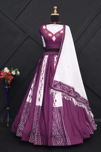 RK COLLECTIONS Cotton LEHENGA COLLECTIONS - Pigment Indigo