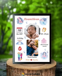 New Born Customized Baby Photo Frame With Details For Wall Home Room Gift Name: New Born Customized Baby Photo Frame With Details For Wall Home Room Gift