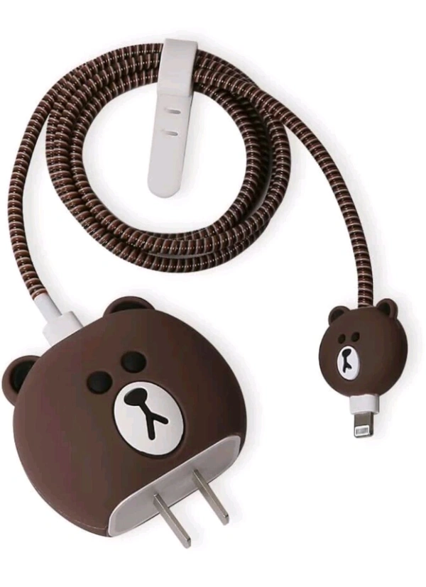 iPhone Charger Cover For 18W/20W | Cute 3D Cartoon Character Brown Squirrel Cable Protector (Brown) - Android