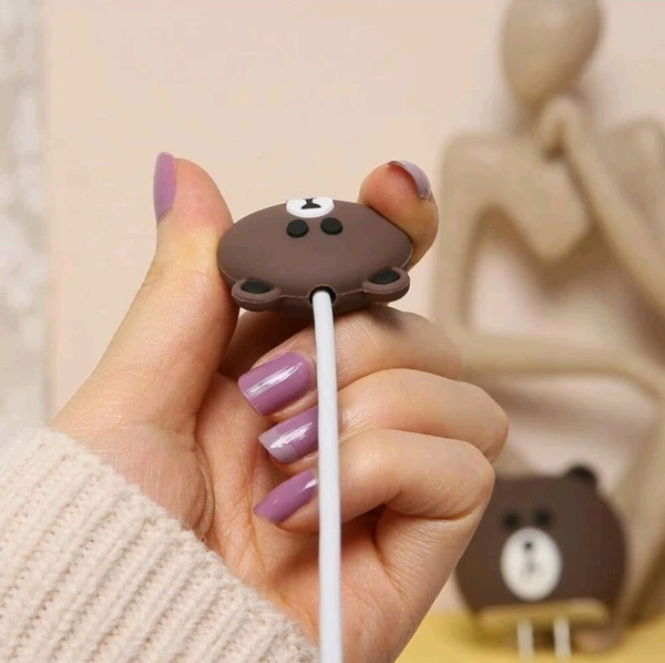 iPhone Charger Cover For 18W/20W | Cute 3D Cartoon Character Brown Squirrel Cable Protector (Brown) - Android