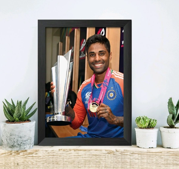 Suryakumar Yadav T20 Worldcup India Cricket Team Poster Framed Painting